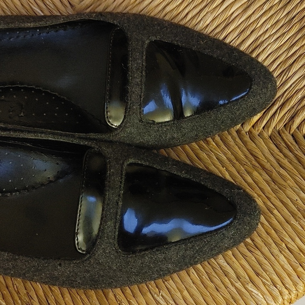 Vintage Van Eli gray Wool & Black Pattent Leather Loafers 7N